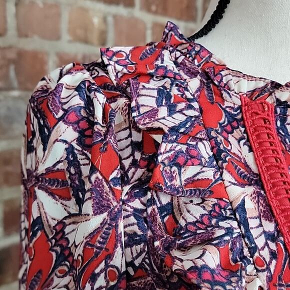 Happy X Nature Kate Hudson Phoenix Butterfly Ruffled Red Mini Dress XXS - Picture 3 of 15